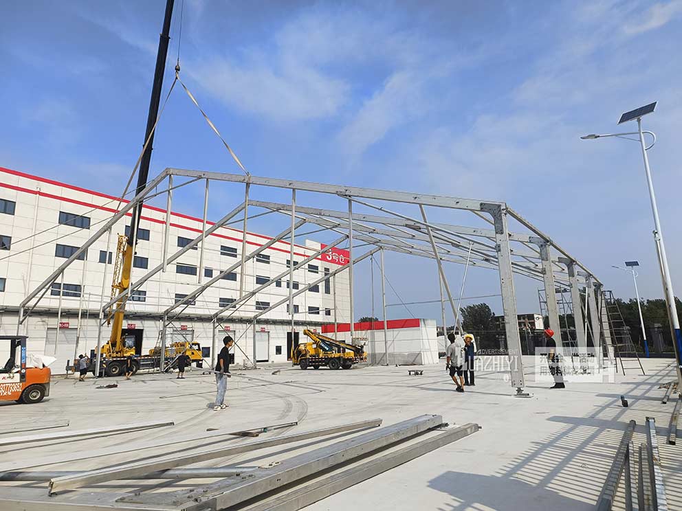 洛陽篷房出租公司搭建大中型篷房施工現場
