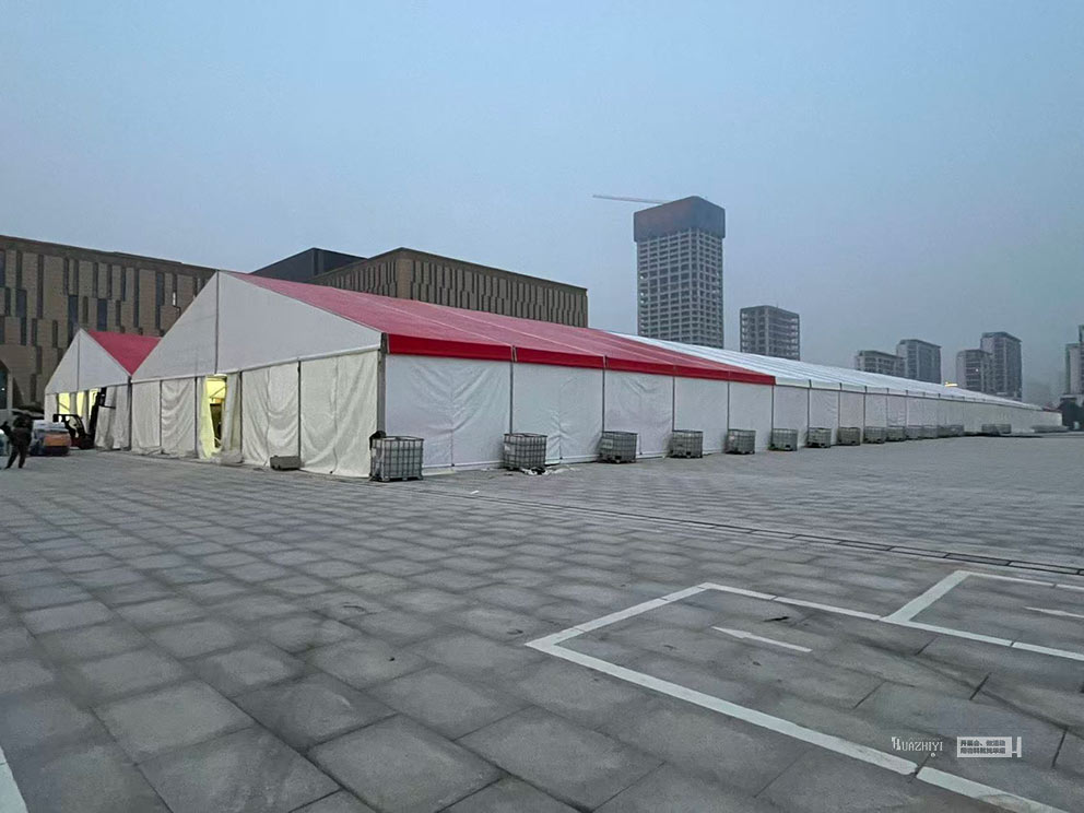 華熠篷房出租助力安陽(yáng)文體中心家紡博覽會(huì)篷房搭建